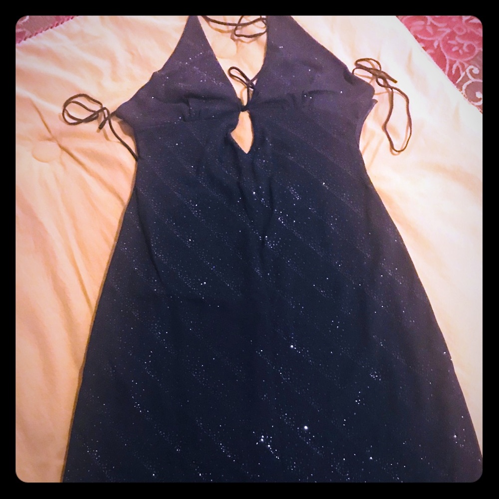 Dress, black sparkling mini.